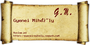 Gyenei Mihály névjegykártya